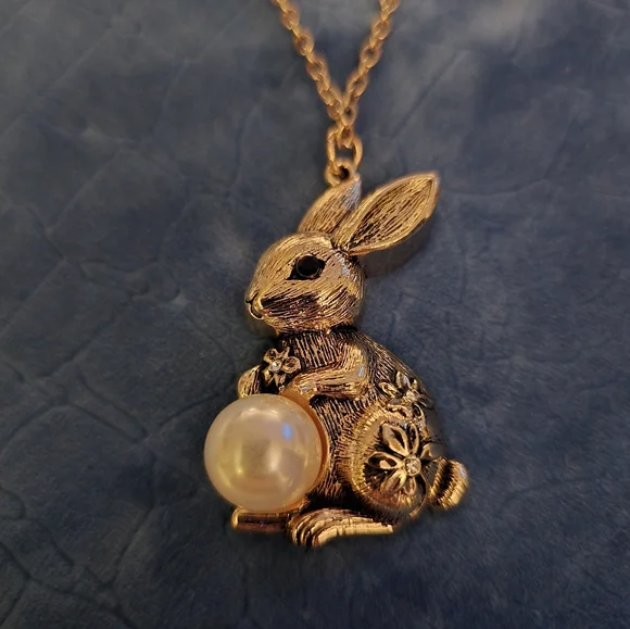 Gold Bunny Pendant Necklace - Picture 2 of 2